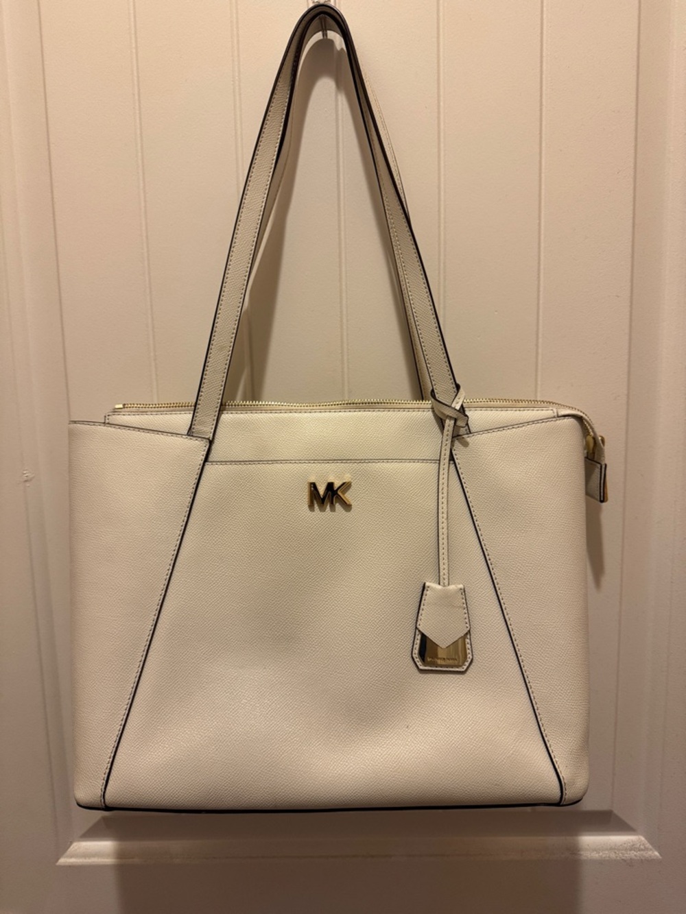 Michael Kors Cream Saffiano Leather Tote with Gold Hardware